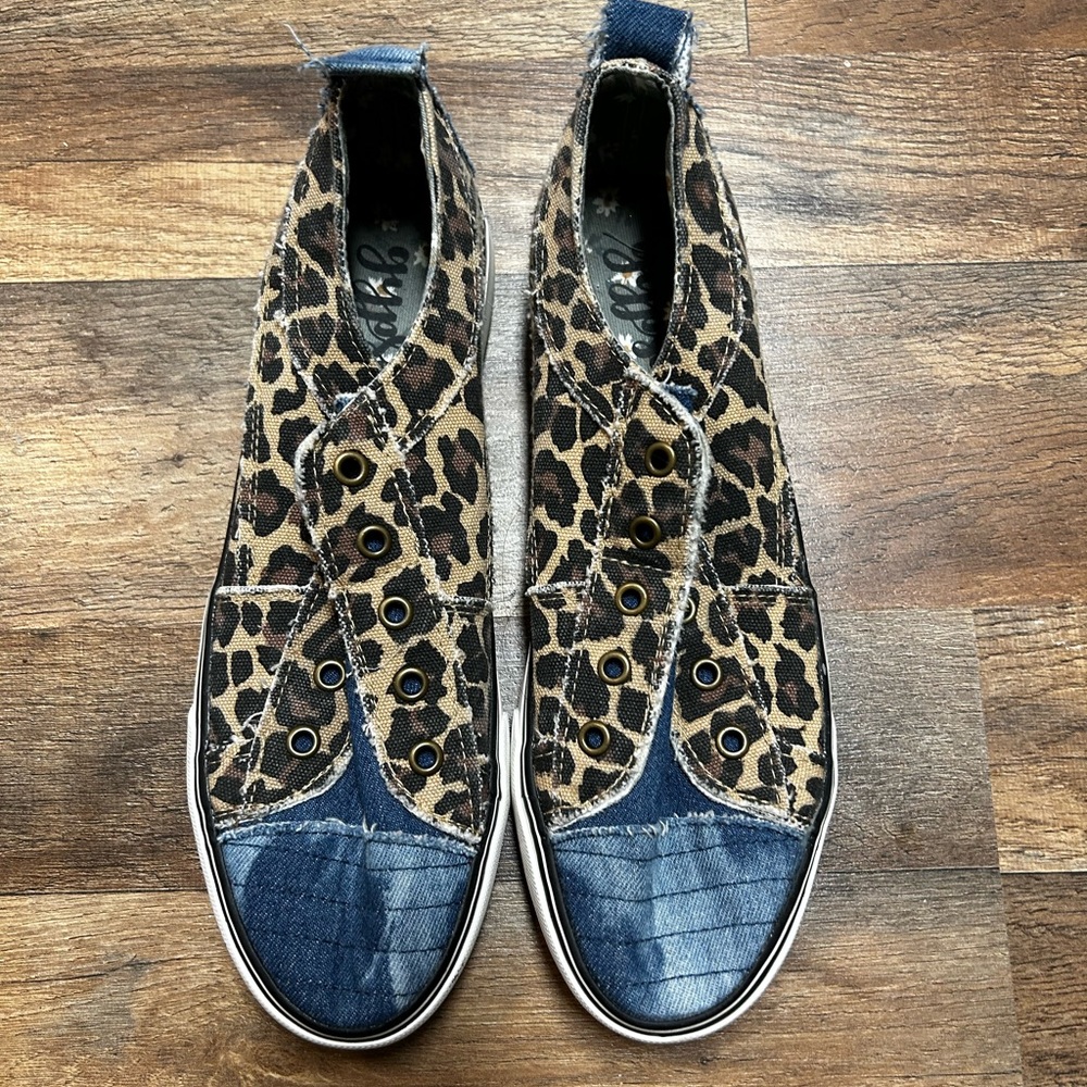 Gypsy Jazz Leopard & Denim slip on sneakers - Picture 1 of 3